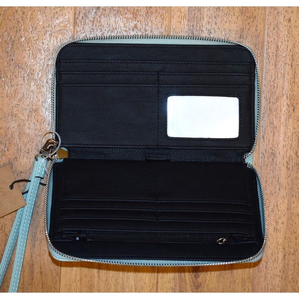 Steve Madden BZIPPY Wallet Womens OS Frosty Green NEW Zip Around Wristlet Strap - Picture 4 of 5